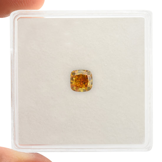 0.51 Carat Fancy Deep Orange Yellow Cushion Diamond SI1 GIA