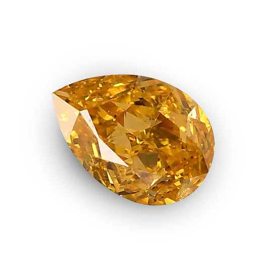 0.24 Carat Fancy Intense Yellow Orange Pear Diamond SI2 GIA