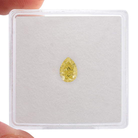 0.51 Carat Fancy Intense Yellow Pear Diamond SI2 GIA