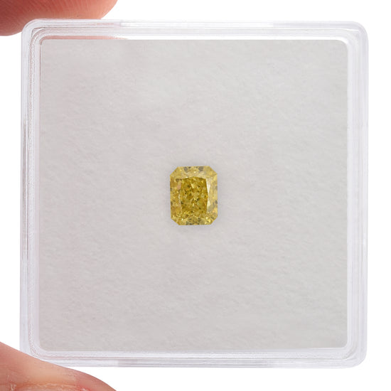 0.54 Carat Fancy Deep Yellow Radiant Diamond VS2 GIA