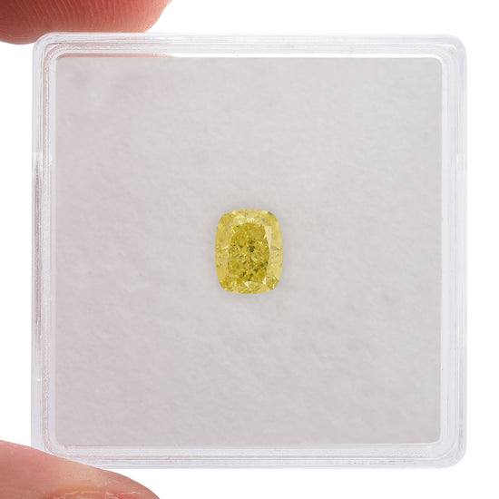 0.72 Carat Fancy Intense Yellow Cushion Diamond SI2 GIA