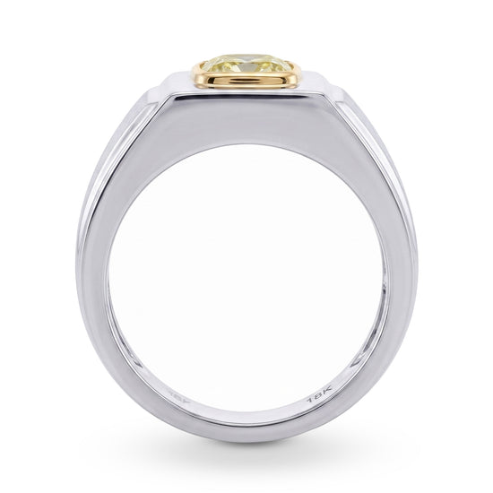 Fancy Yellow Cushion Diamond Men's Ring