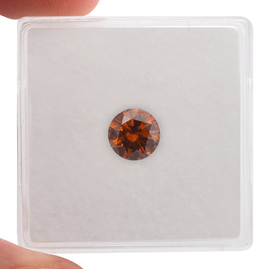 0.83 Carat Fancy Deep Brownish Orange Round Brilliant Diamond SI2 GIA