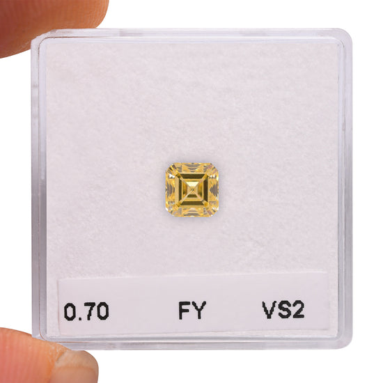 0.70 Carat Fancy Yellow Asscher Diamond VS2 GIA