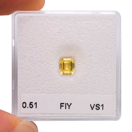 0.51 Carat Fancy Intense Yellow Emerald Diamond VS1 GIA