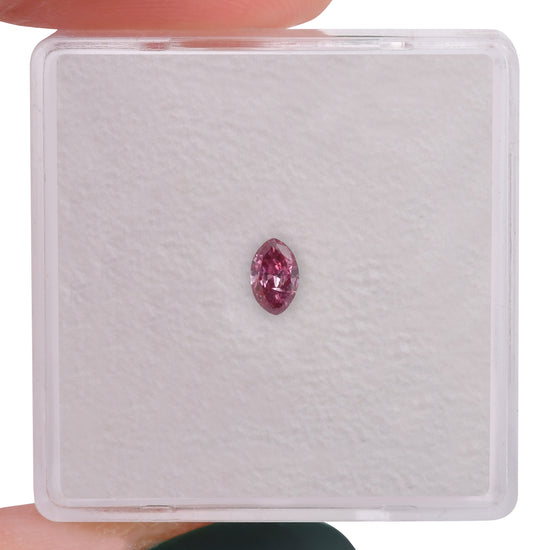 0.13 Carat Fancy Deep Purplish Pink Marquise Diamond (I2) GIA