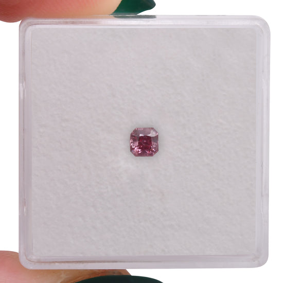 0.17 Carat Fancy Deep Purplish Pink Radiant Argyle Diamond (I2) GIA and Argyle