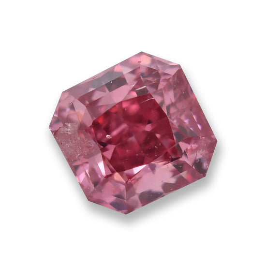 0.17 Carat Fancy Deep Purplish Pink Radiant Argyle Diamond (I2) GIA and Argyle