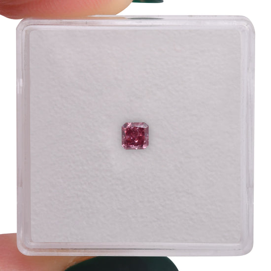 0.19 Carat Fancy Deep Purplish Pink Radiant Diamond (I2) GIA