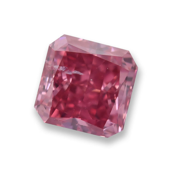 0.19 Carat Fancy Deep Purplish Pink Radiant Diamond (I2) GIA