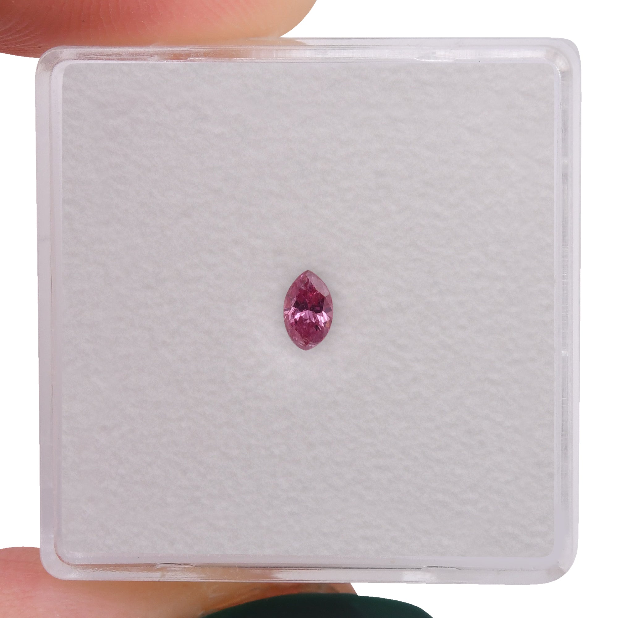 0.12 Carat Fancy Vivid Purplish Pink Marquise Diamond (I2) GIA