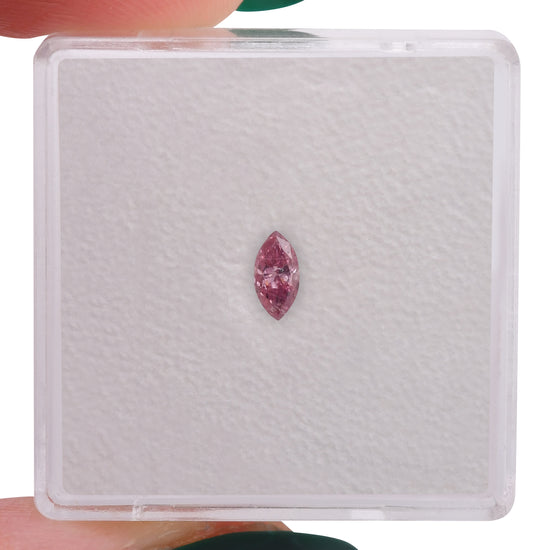 0.17 Carat Fancy Vivid Purplish Pink Marquise Diamond (I2) GIA
