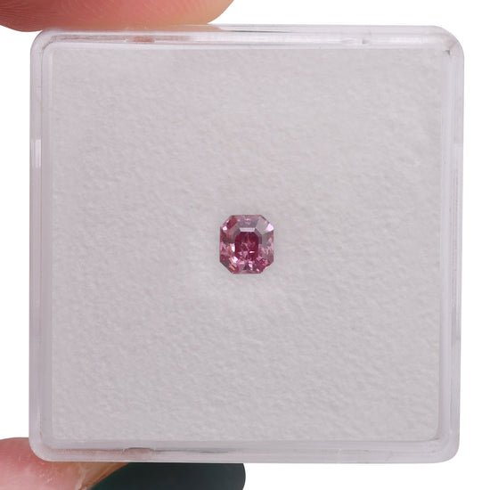 0.22 Carat Fancy Vivid Purplish Pink Radiant Diamond (I2) GIA & ARGYLE