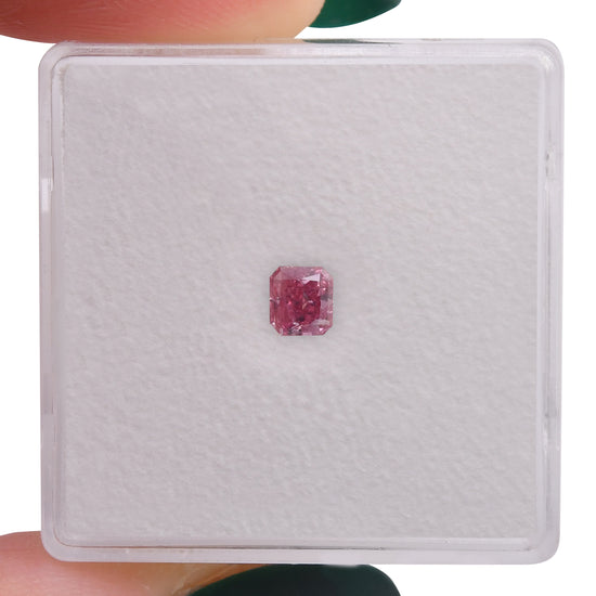 0.22 Carat Fancy Vivid Purplish Pink Radiant Argyle Diamond I2 GIA