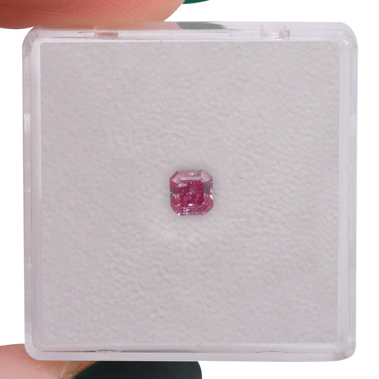 0.25 Carat Fancy Vivid Purplish Pink Radiant Argyle Diamond (I2) GIA