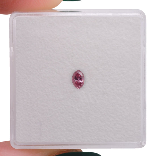0.12 Carat Fancy Intense Purplish Pink Marquise Diamond (I2) GIA