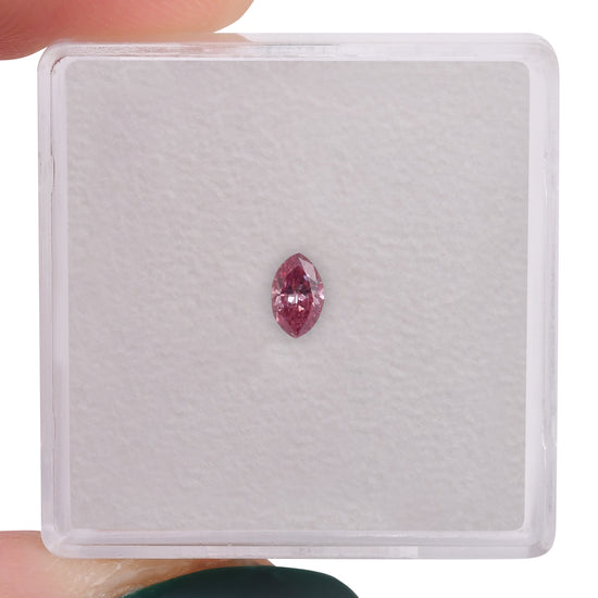 0.15 Carat Fancy Intense Purplish Pink Marquise Diamond (I2) GIA