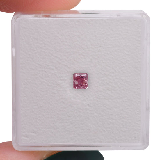 0.19 Carat Fancy Intense Purplish Pink Radiant Diamond (I2) GIA