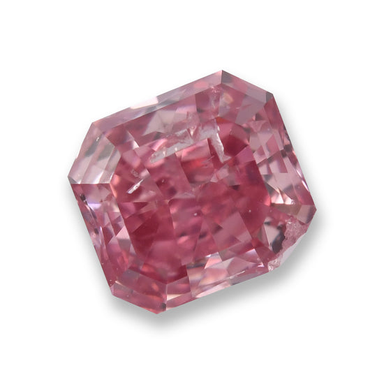 0.19 Carat Fancy Intense Purplish Pink Radiant Diamond (I2) GIA
