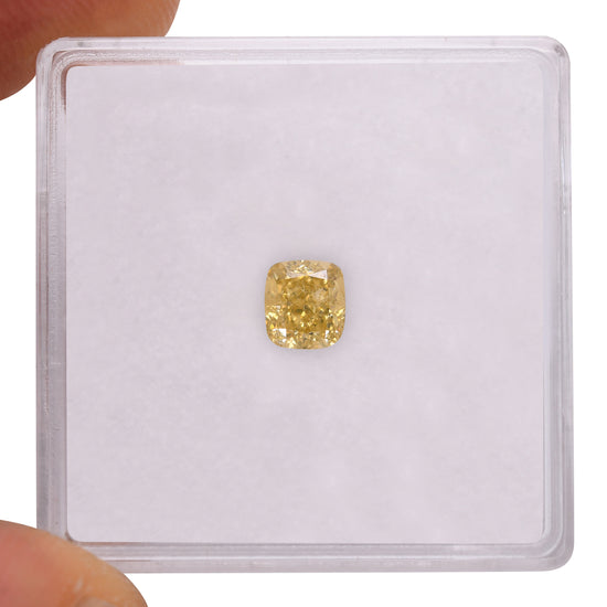 0.53 Carat Fancy Intense Yellow Cushion Diamond VS2 GIA