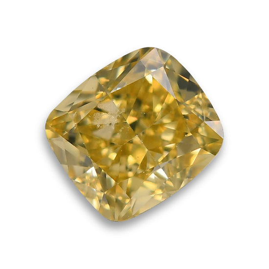0.53 Carat Fancy Intense Yellow Cushion Diamond VS2 GIA