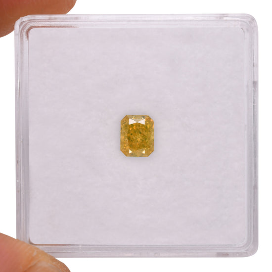 0.55 Carat Fancy Deep Yellow Radiant Diamond SI1 GIA