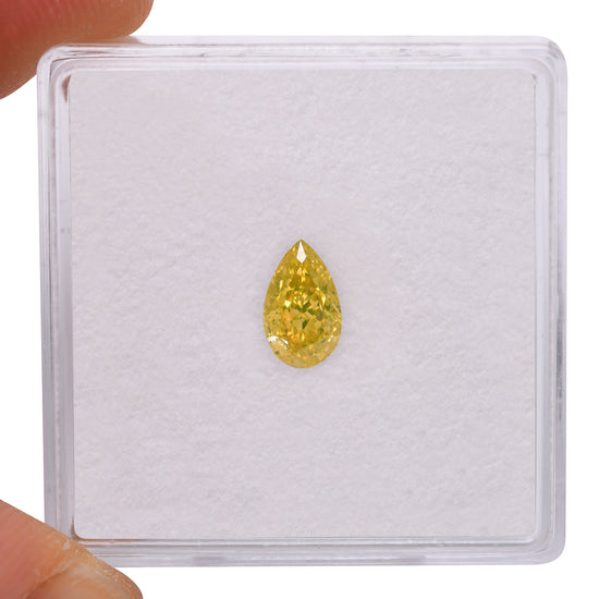 0.61 Carat Fancy Intense Yellow Pear Diamond VS2 GIA