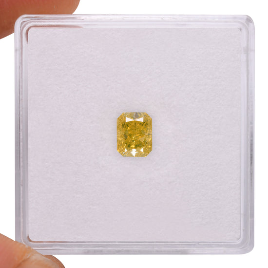 0.62 Carat Fancy Intense Yellow Radiant Diamond VS2 GIA