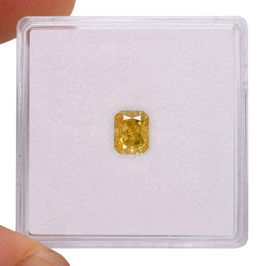 0.70 Carat Fancy Deep Yellow Radiant Diamond SI1 GIA