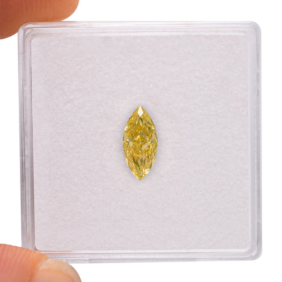 0.54 Carat Fancy Intense Yellow Marquise Diamond VS2 GIA