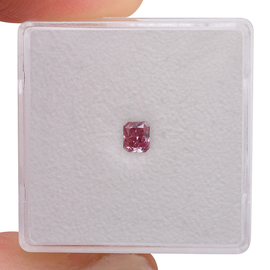 0.20 Carat Fancy Intense Pink Radiant Diamond SI2 GIA