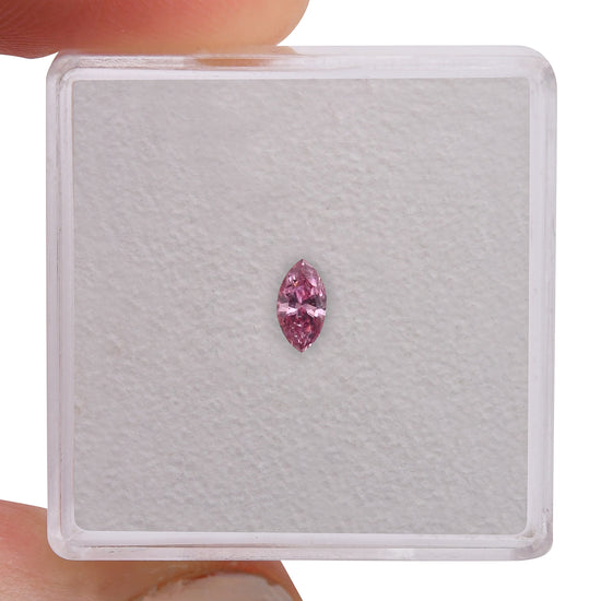 0.14 Carat Fancy Intense Purplish Pink Marquise Diamond (I1) GIA