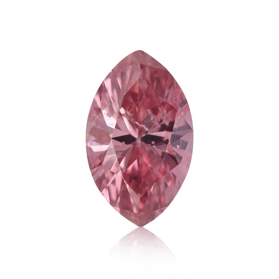 Diamante a Navette Rosa Purpureo Intenso Fantasia di 0,16 Carati I1 GIA