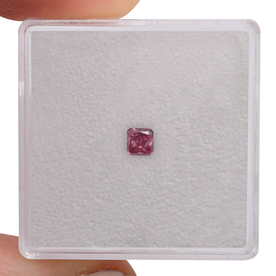 0.17 Carat Fancy Intense Purplish Pink Radiant Diamond I1 GIA