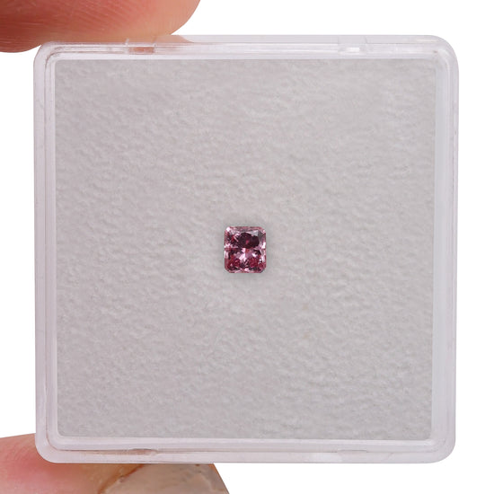 0.14 Carat Fancy Intense Purplish Pink Radiant Diamond (SI1) GIA