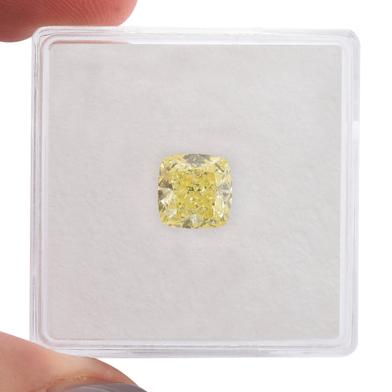 1.50 Carat Fancy Yellow Cushion Diamond FL GIA