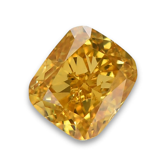 0.39 Carat Fancy Deep Orangy Yellow Cushion Diamond SI2 GIA