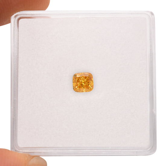 0.35 Carat Fancy Deep Orangy Yellow Cushion Diamond SI1 GIA