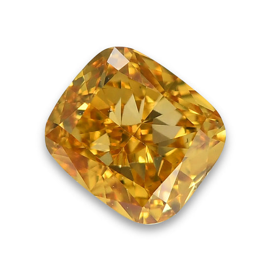 0.39 Carat Fancy Intense Orange Yellow Cushion Diamond SI1 GIA