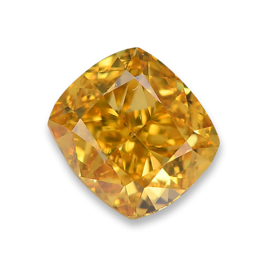 0.37 Carat Fancy Vivid Orange Yellow Cushion Diamond VS2 GIA