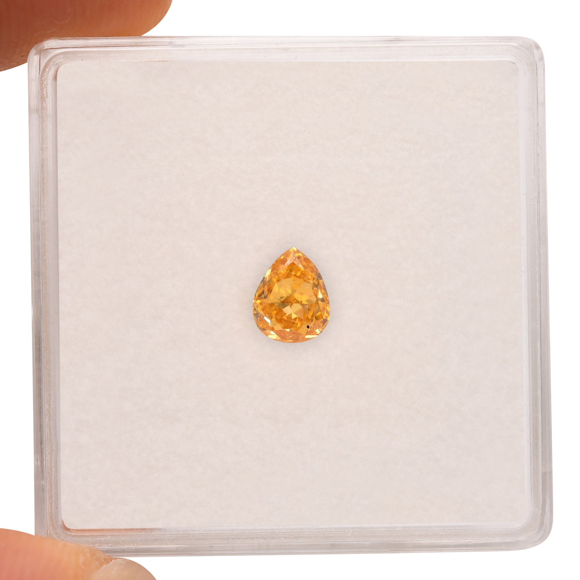 0.36 Carat Fancy Vivid Orange Yellow Pear Diamond SI1 GIA | LEIBISH