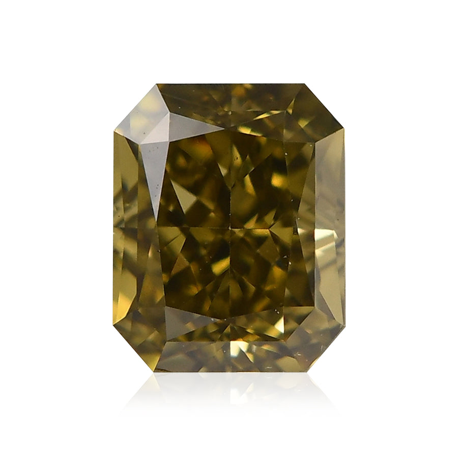 0.55 Carat Fancy Dark Gray Greenish Yellow Radiant Diamond VS2 GIA