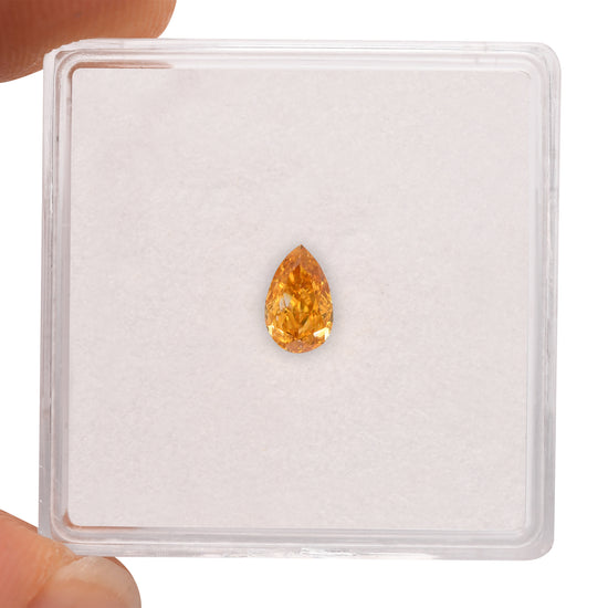 0.43 Carat Fancy Vivid Orangy Yellow Pear Diamond SI1 GIA