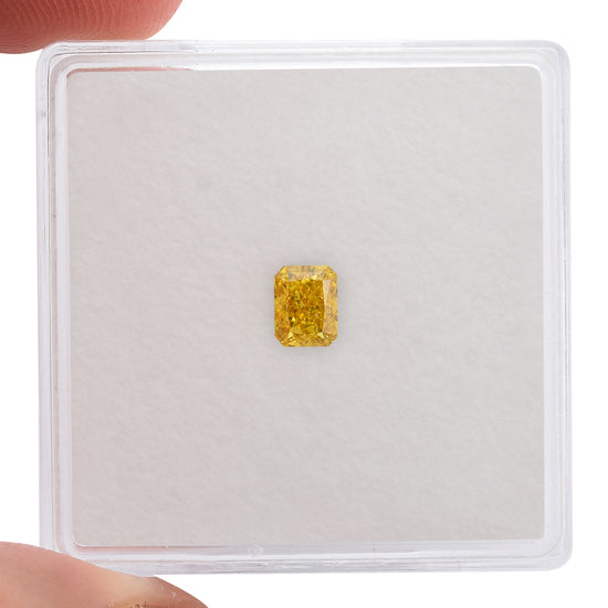 0.37 Carat Fancy Vivid Orangy Yellow Radiant Diamond VVS2 GIA