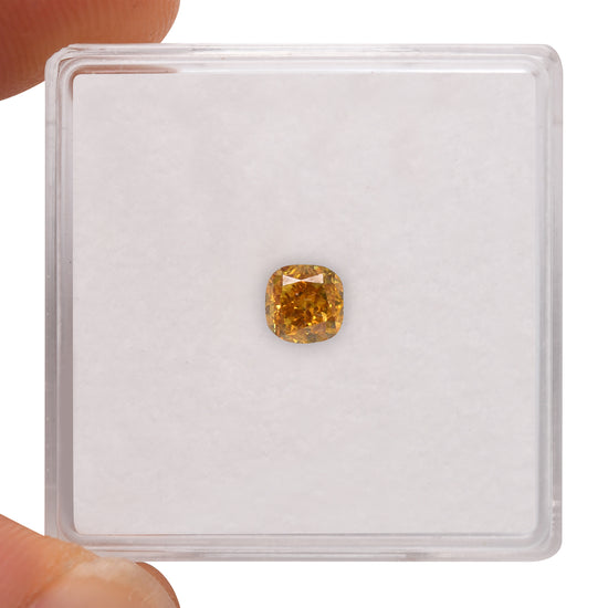 0.54 Carat Fancy Deep Orangy Yellow Cushion Diamond SI2 GIA