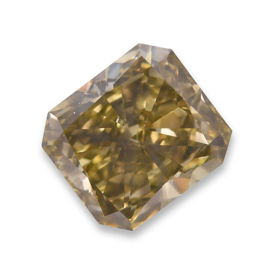 2.02 Carat Fancy Dark Brown Greenish Yellow Radiant Diamond SI1 GIA