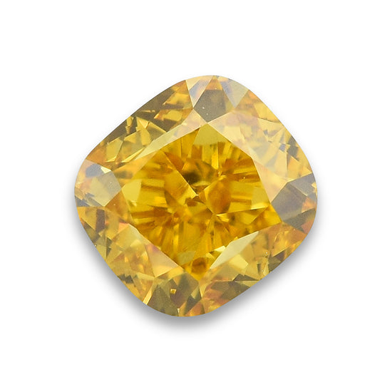 0.51 Carat Fancy Intense Orange Yellow Cushion Diamond VS2 GIA