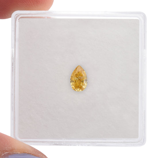 0.31 Carat Fancy Intense Orange Yellow Pear Diamond VS1 GIA