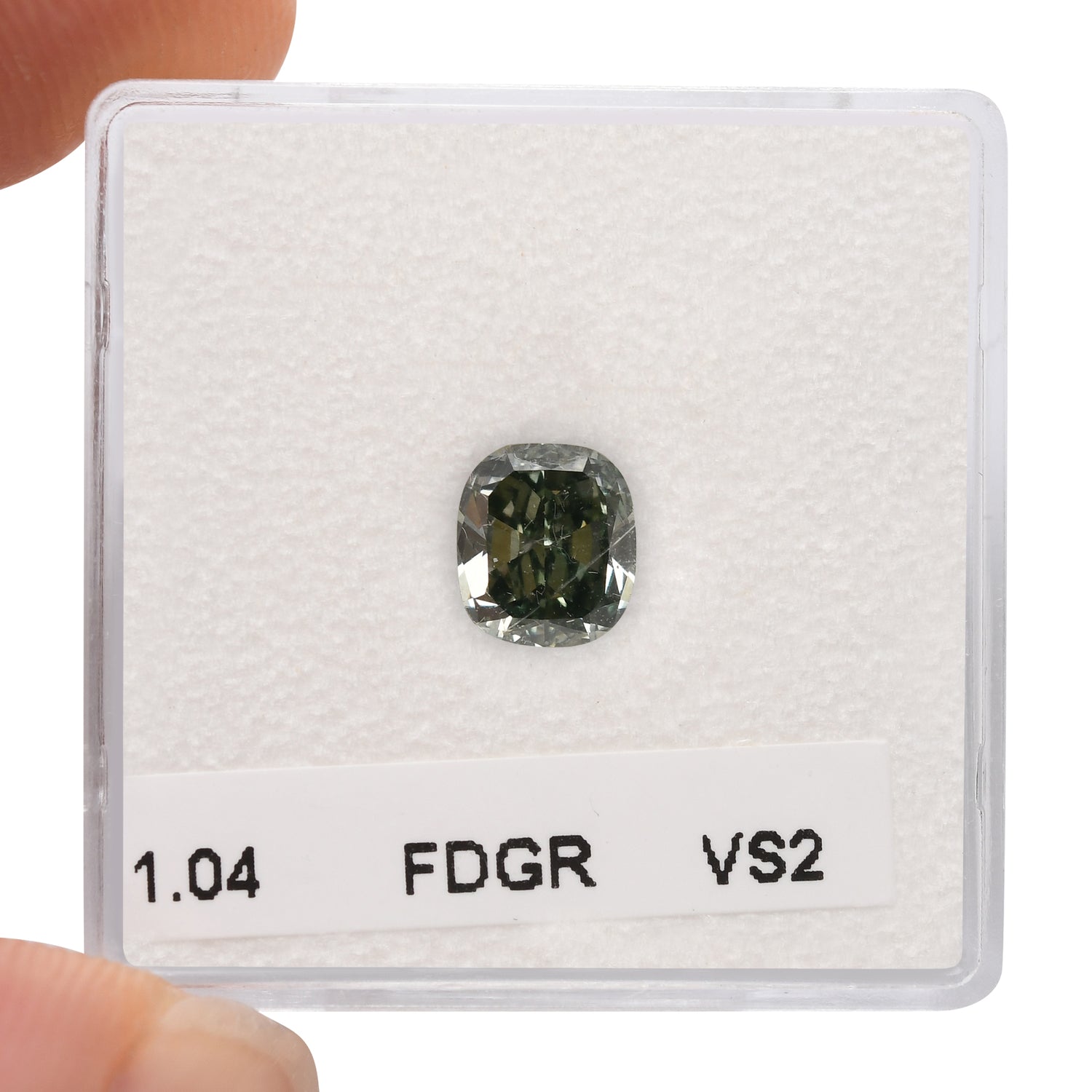 1.04 Carat Fancy Deep Green Cushion Diamond VS2 GIA