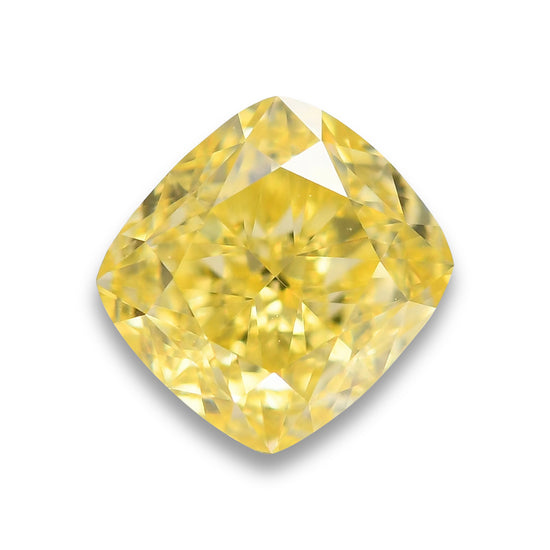 0.55 Carat Fancy Intense Yellow Cushion Diamond VS2 GIA